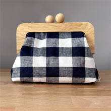 Load image into Gallery viewer, Wooden Clutch | Navy Gingham