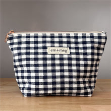 Load image into Gallery viewer, Large Pouch | Navy Gingham