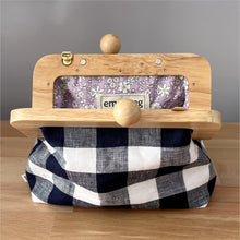 Load image into Gallery viewer, Wooden Clutch | Navy Gingham