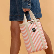 Load image into Gallery viewer, WINE COOLER BAG CORAL STRIPE