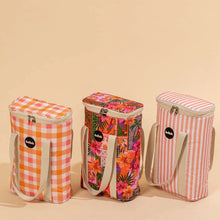 Load image into Gallery viewer, WINE COOLER BAG CORAL STRIPE
