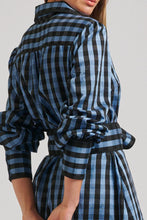 Load image into Gallery viewer, The Octavia Shirtdress - Black / Blue Gingham