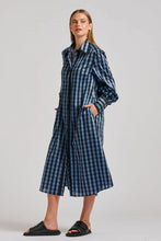 Load image into Gallery viewer, The Octavia Shirtdress - Black / Blue Gingham