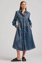 Load image into Gallery viewer, The Octavia Shirtdress - Black / Blue Gingham