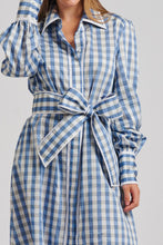 Load image into Gallery viewer, The Octavia Midi Shirtdress - Pale Blue Gingham