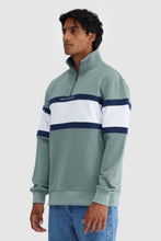 Load image into Gallery viewer, Triple Panel Quarter Zip | Seafoam + White