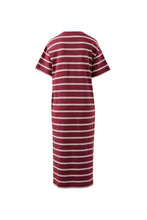 Load image into Gallery viewer, CHARLOTTE Midi Terry Dress | Burgundy + Milk Stripe