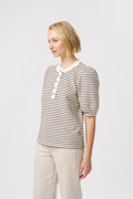 Load image into Gallery viewer, Jacqueline Top | Brown + White Stripe