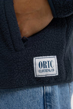 Load image into Gallery viewer, Unisex Sherpa Fleece Logo Quarter Zip | Navy