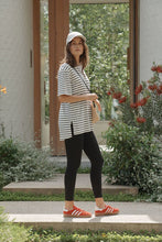 Load image into Gallery viewer, LOLA Longline Step Hem Tee | Vanilla + Phantom Fine Stripe