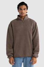 Load image into Gallery viewer, Unisex Sherpa Fleece Logo Quarter Zip | Espresso