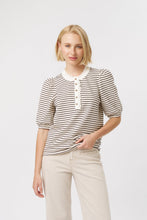 Load image into Gallery viewer, Jacqueline Top | Brown + White Stripe