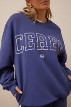 Load image into Gallery viewer, ISLA Oversized Slouchy Crew | Washed Navy White Heritage Logo