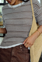 Load image into Gallery viewer, NINA Boxy Knit Tee | Chocolate Stripe