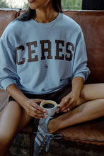 Load image into Gallery viewer, ISLA Oversized Slouchy Crew | Chalk Bkue Heritage Logo