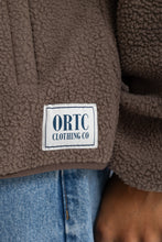 Load image into Gallery viewer, Unisex Sherpa Fleece Logo Quarter Zip | Espresso