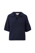 Load image into Gallery viewer, SHORT SLEEVE COLLARD BEACH KNIT IN NEW NAVY
