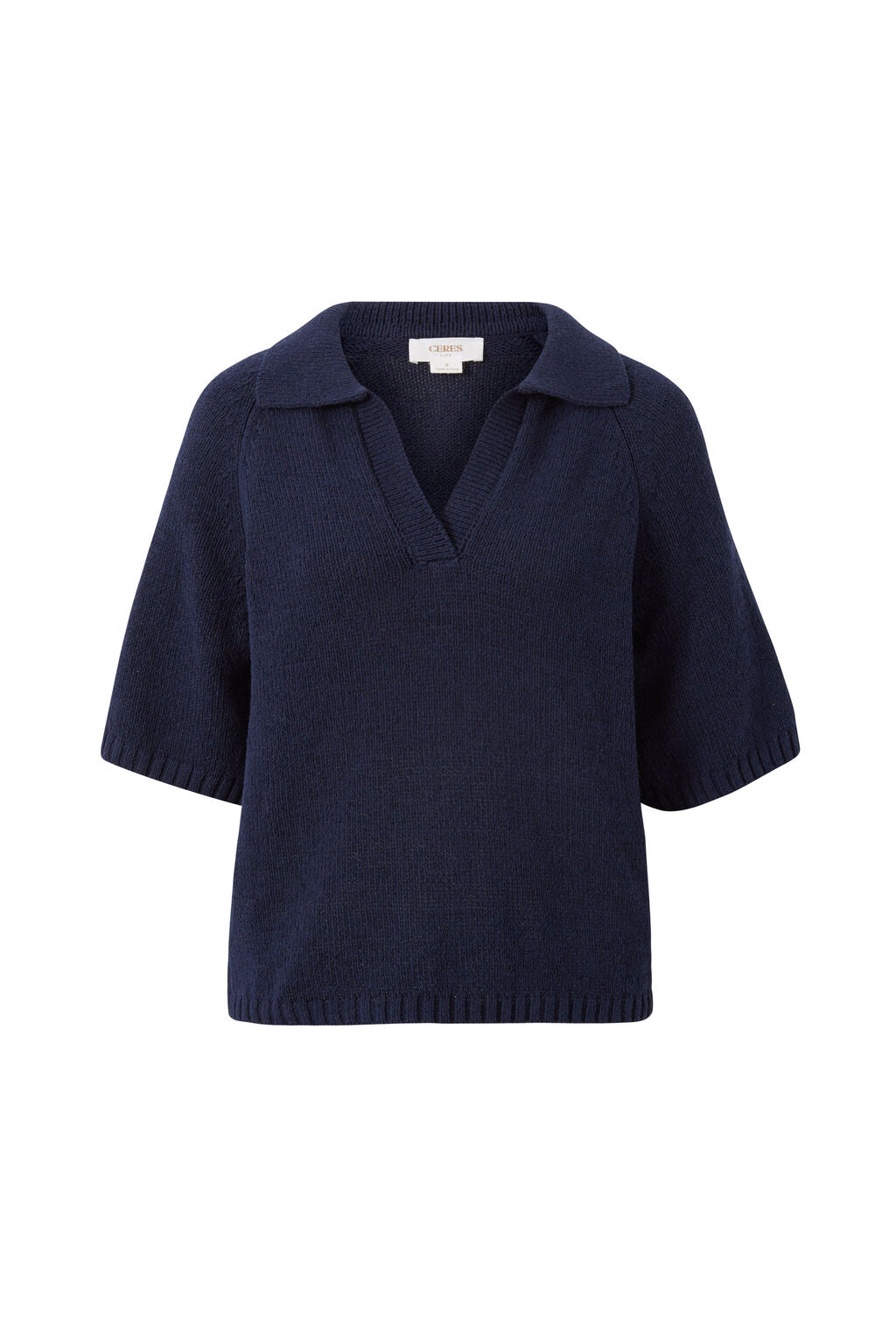 SHORT SLEEVE COLLARD BEACH KNIT IN NEW NAVY