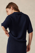 Load image into Gallery viewer, SHORT SLEEVE COLLARD BEACH KNIT IN NEW NAVY
