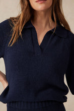 Load image into Gallery viewer, SHORT SLEEVE COLLARD BEACH KNIT IN NEW NAVY
