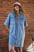 Load image into Gallery viewer, BOXY SHIRT DRESS-VINTAGE BLUE DENIM
