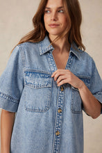 Load image into Gallery viewer, BOXY SHIRT DRESS-VINTAGE BLUE DENIM
