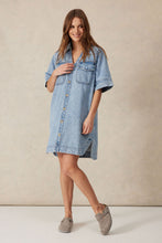 Load image into Gallery viewer, BOXY SHIRT DRESS-VINTAGE BLUE DENIM
