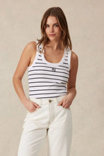 Load image into Gallery viewer, CONTOUR RIB SCOOP TANK IN WHITE NAVY
