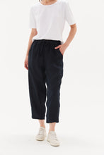 Load image into Gallery viewer, Tie Front Linen Jogger - Navy

