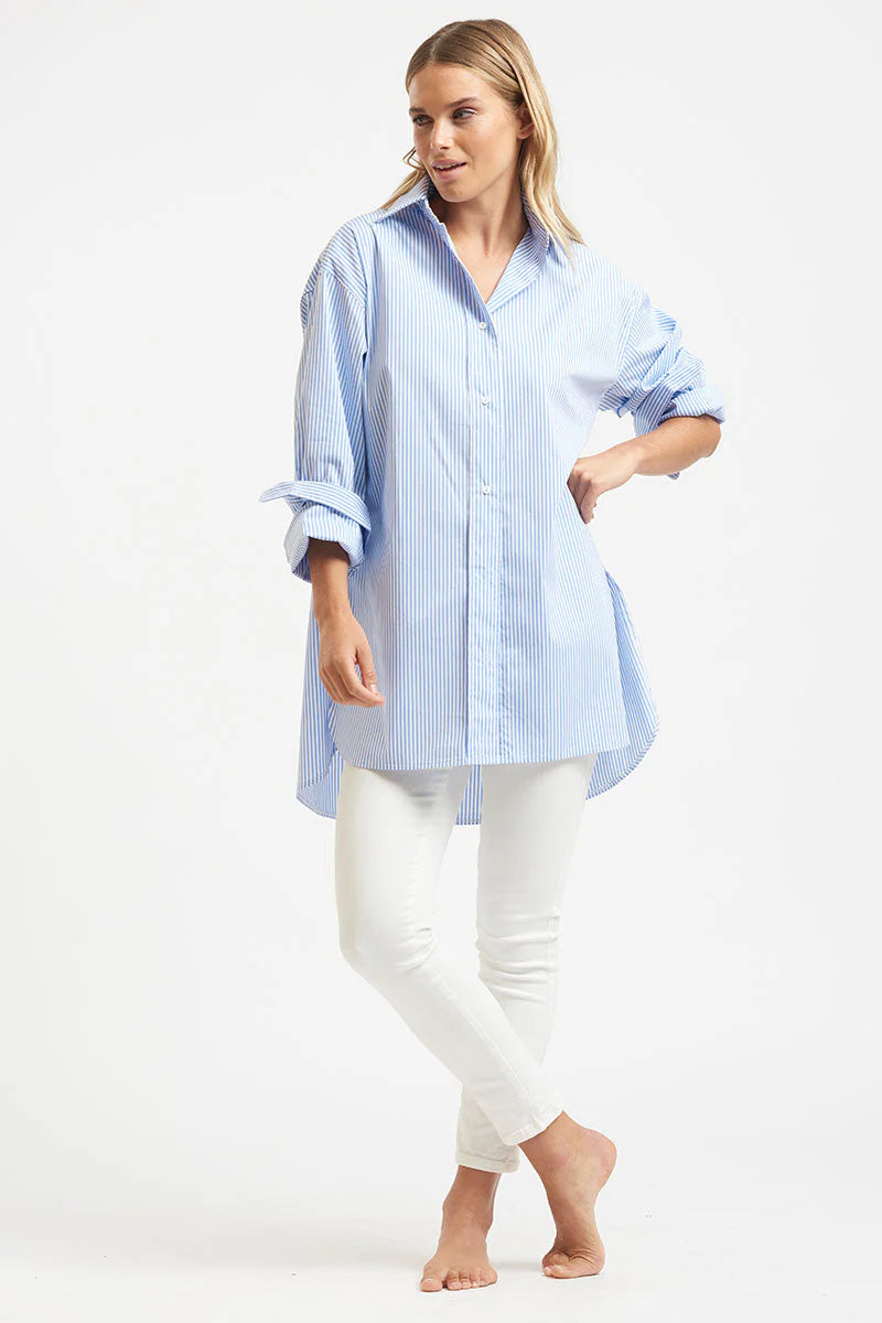 The Boyfriend Oversized Shirt - Blue Stripe