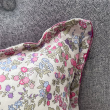 Load image into Gallery viewer, Liberty + Linen Cushion | Raspberry + Nancy Ann
