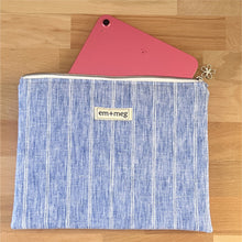 Load image into Gallery viewer, Small Laptop / Tablet Sleeve | Blue + White Stripe
