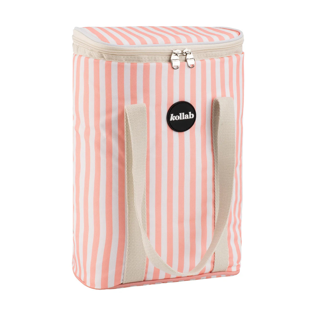 WINE COOLER BAG CORAL STRIPE