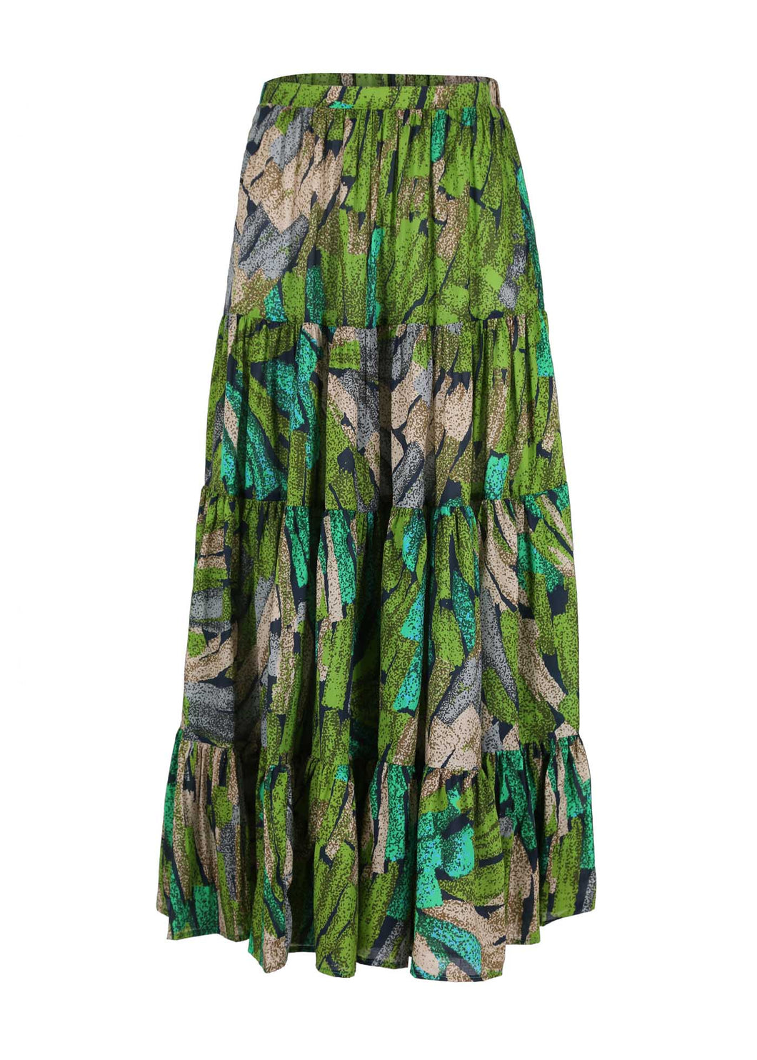 Vivant LAX Tiered Skirt Green in Cotton Voile