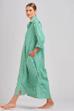 Load image into Gallery viewer, The Luna Oversized Long Shirtdress - Apple Green Stripe
