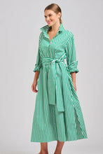 Load image into Gallery viewer, The Luna Oversized Long Shirtdress - Apple Green Stripe
