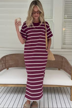 Load and play video in Gallery viewer, CHARLOTTE Midi Terry Dress | Burgundy + Milk Stripe
