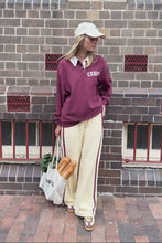 Load and play video in Gallery viewer, WREN Rugby Sweat | Washed Burgundy + White Heritage Logo

