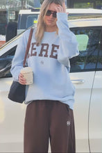 Load and play video in Gallery viewer, ISLA Oversized Slouchy Crew | Chalk Bkue Heritage Logo
