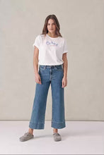 Load and play video in Gallery viewer, JUDE Jean | Wide Leg Crop | Mid Indigo
