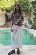 Load and play video in Gallery viewer, STEVIE Slouchy Tee | Chalk + Choc Retro Stripe
