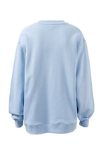 Load image into Gallery viewer, ISLA Oversized Slouchy Crew | Chalk Bkue Heritage Logo
