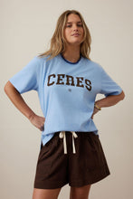 Load image into Gallery viewer, STEVIE Slouchy Tee | Powder Blue + Chocolate
