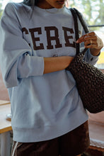 Load image into Gallery viewer, ISLA Oversized Slouchy Crew | Chalk Bkue Heritage Logo
