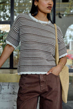 Load image into Gallery viewer, NINA Boxy Knit Tee | Chocolate Stripe
