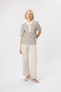 Load image into Gallery viewer, Jacqueline Top | Brown + White Stripe
