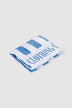 Load image into Gallery viewer, Beach Towel | Ocean Blue + White Stripes
