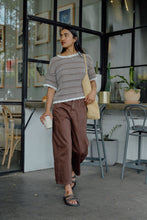 Load image into Gallery viewer, NINA Boxy Knit Tee | Chocolate Stripe
