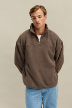 Load image into Gallery viewer, Unisex Sherpa Fleece Logo Quarter Zip | Espresso
