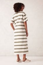 Load image into Gallery viewer, CHARLOTTE Midi Terry Dress | Moss + Milk Stripe
